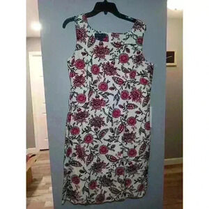 Charter Club Womens Black/White Lined Floral Sleeveless Cotton Shift Dress Sz 14